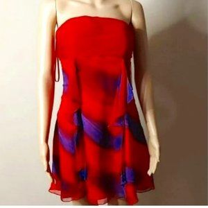 Sexy Christopher Henry Cocktail Mini Dress in multi-color red and royal